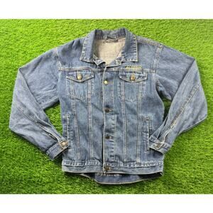 Vintage 90s Aladdin Las Vegas Casino Blue Denim Jean Jacket Men's Size S VTG